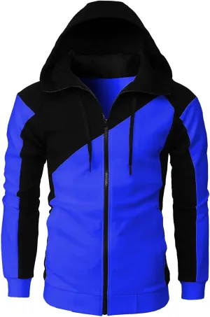 Full Zip Hoodies For Men Color Block Cotton Hooded Big And Tall Warm Lightweight Hoody Casual Basic Sweatshirt
