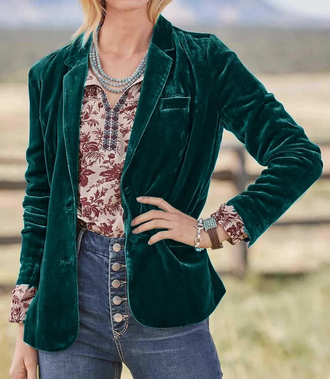 futurino Women's Velvet Solid Color Fashion Casual Blazer Jacket