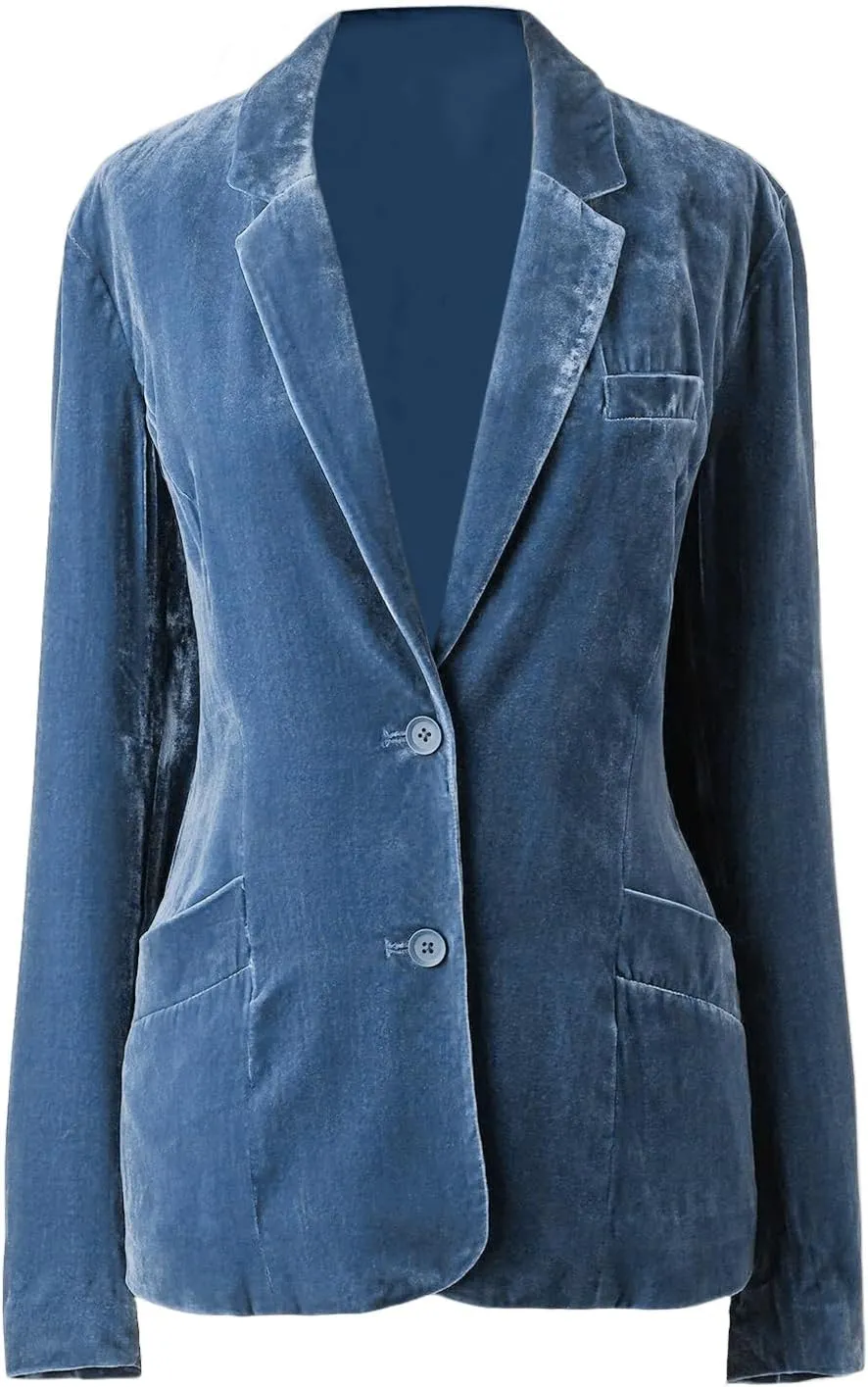 futurino Women's Velvet Solid Color Fashion Casual Blazer Jacket