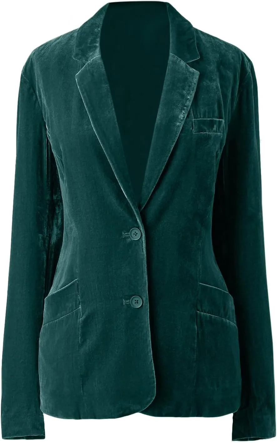 futurino Women's Velvet Solid Color Fashion Casual Blazer Jacket