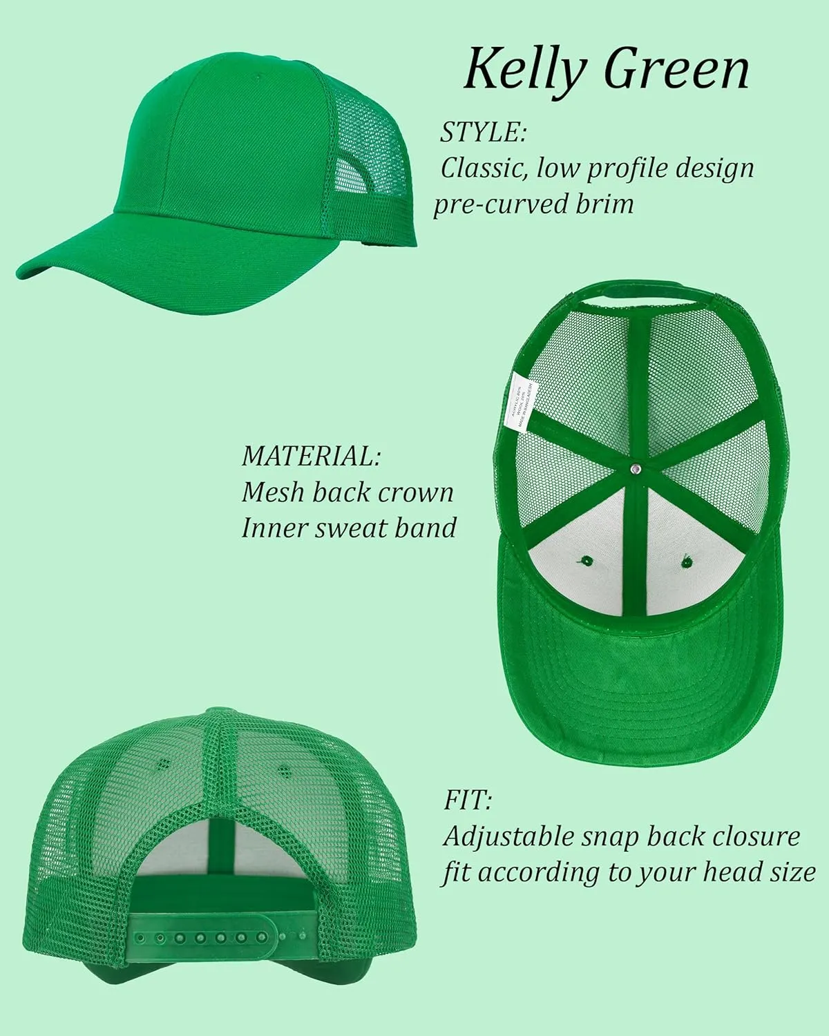 Gelante Mesh Trucker Baseball Cap Snapback Hat Structured Front Panel