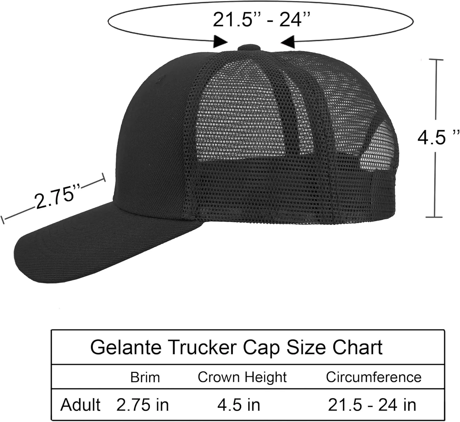 Gelante Mesh Trucker Baseball Cap Snapback Hat Structured Front Panel