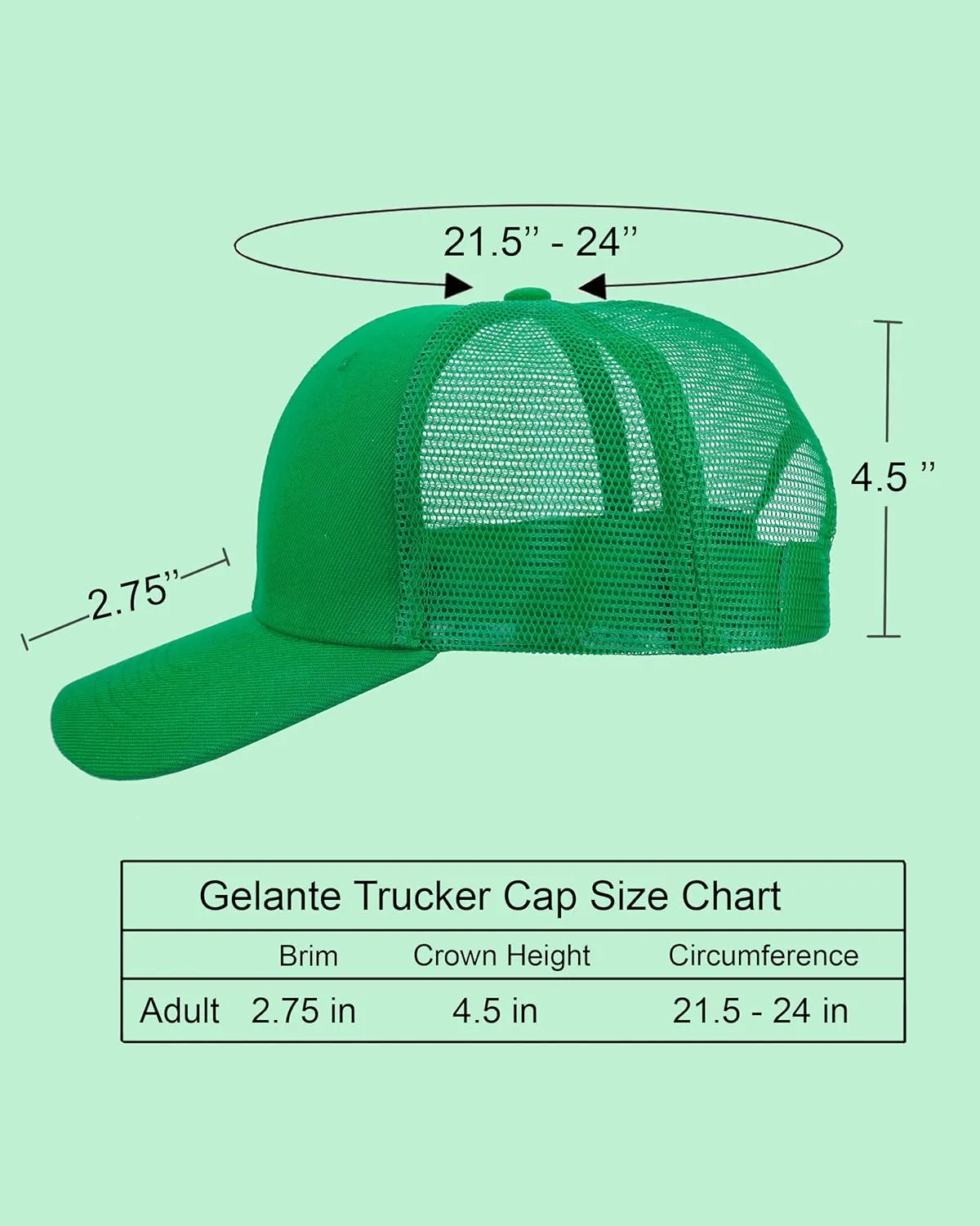 Gelante Mesh Trucker Baseball Cap Snapback Hat Structured Front Panel