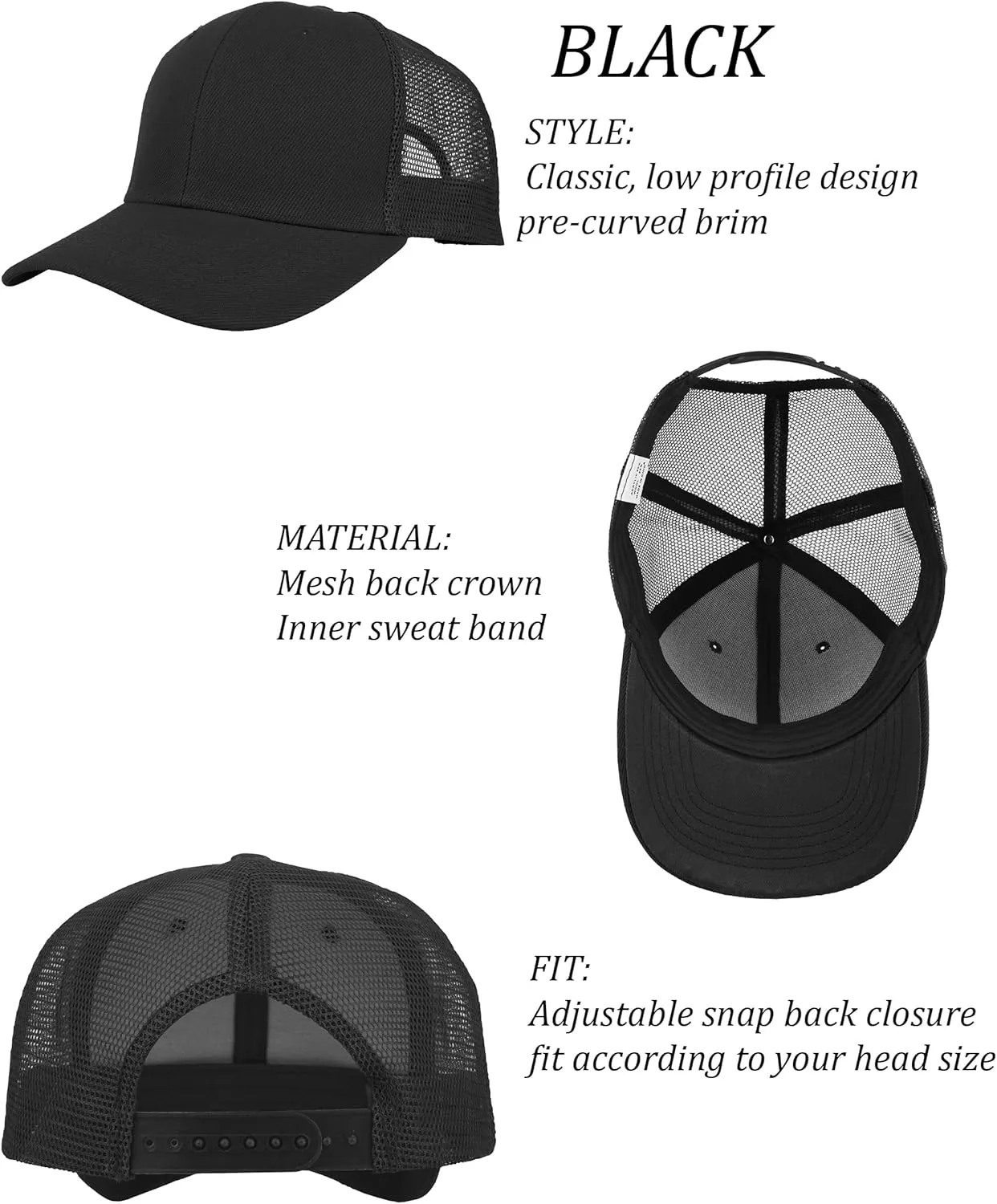 Gelante Mesh Trucker Baseball Cap Snapback Hat Structured Front Panel