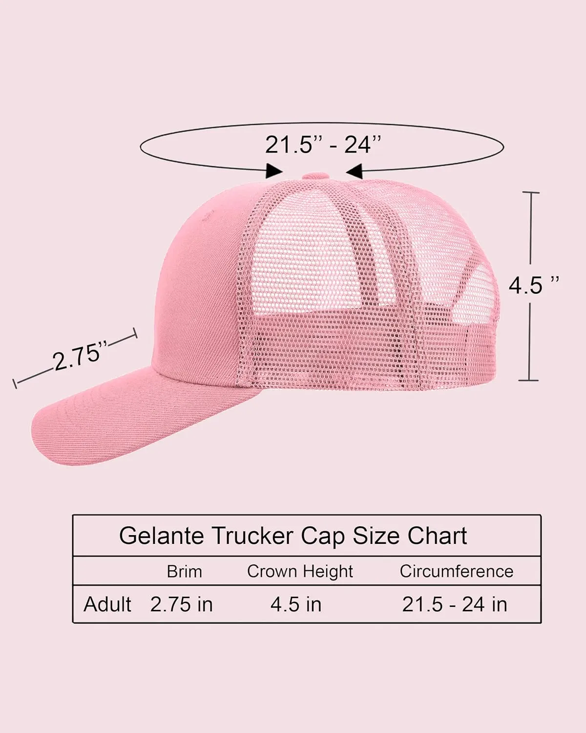 Gelante Mesh Trucker Baseball Cap Snapback Hat Structured Front Panel