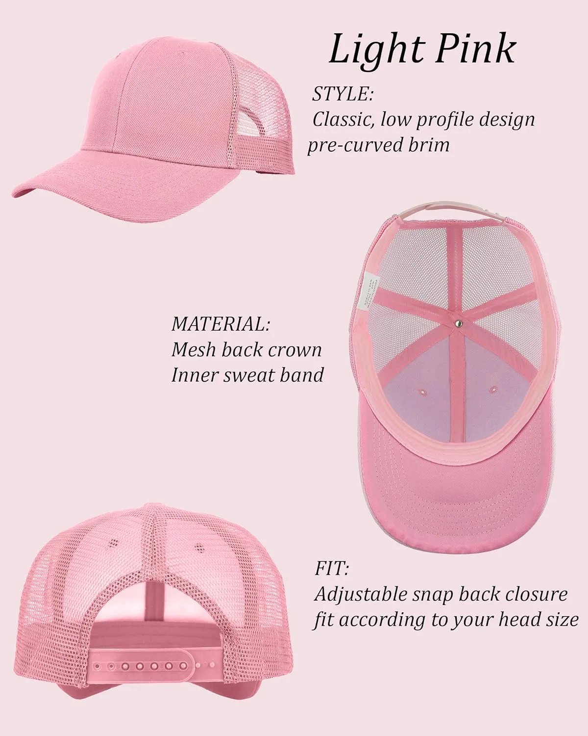 Gelante Mesh Trucker Baseball Cap Snapback Hat Structured Front Panel