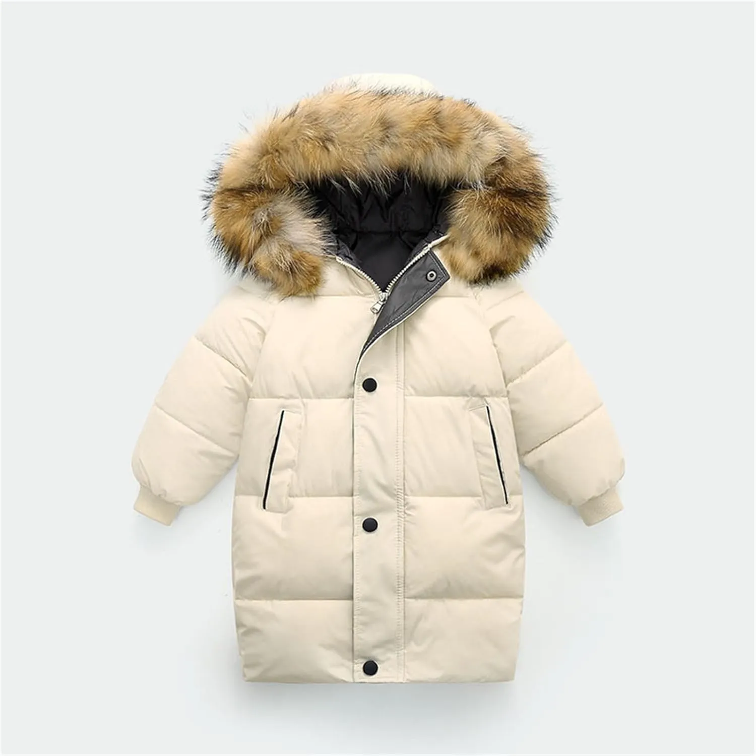 Girls Boys Down Jacket Winter Outerwear Hooded Down Coat Thicken Warm Mid Long Puffer Jacket with Furry