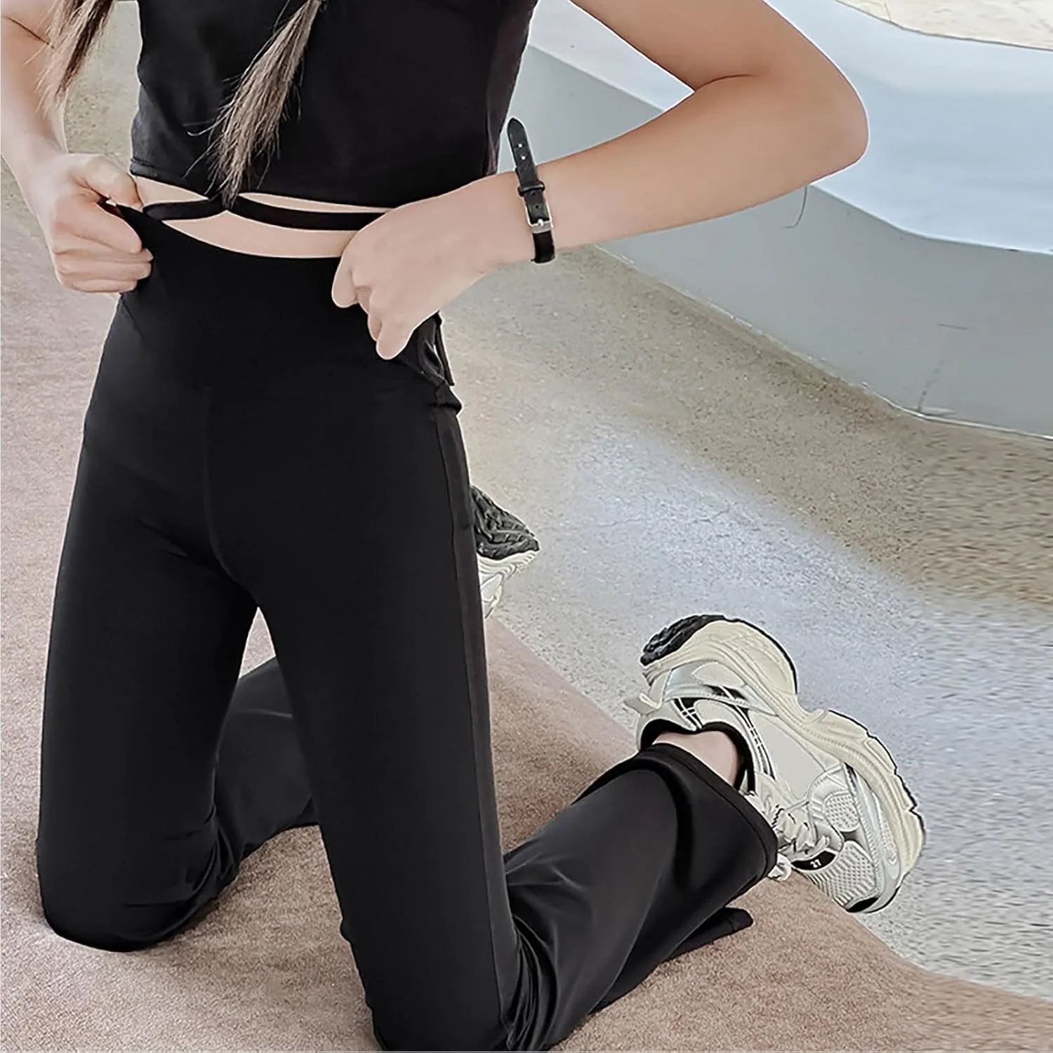 Girl's Flare Leggings High Waisted 𝙱ootcut Yoga Pants Kids Solid Soft Stretch Full Length Dance Bell Bottoms