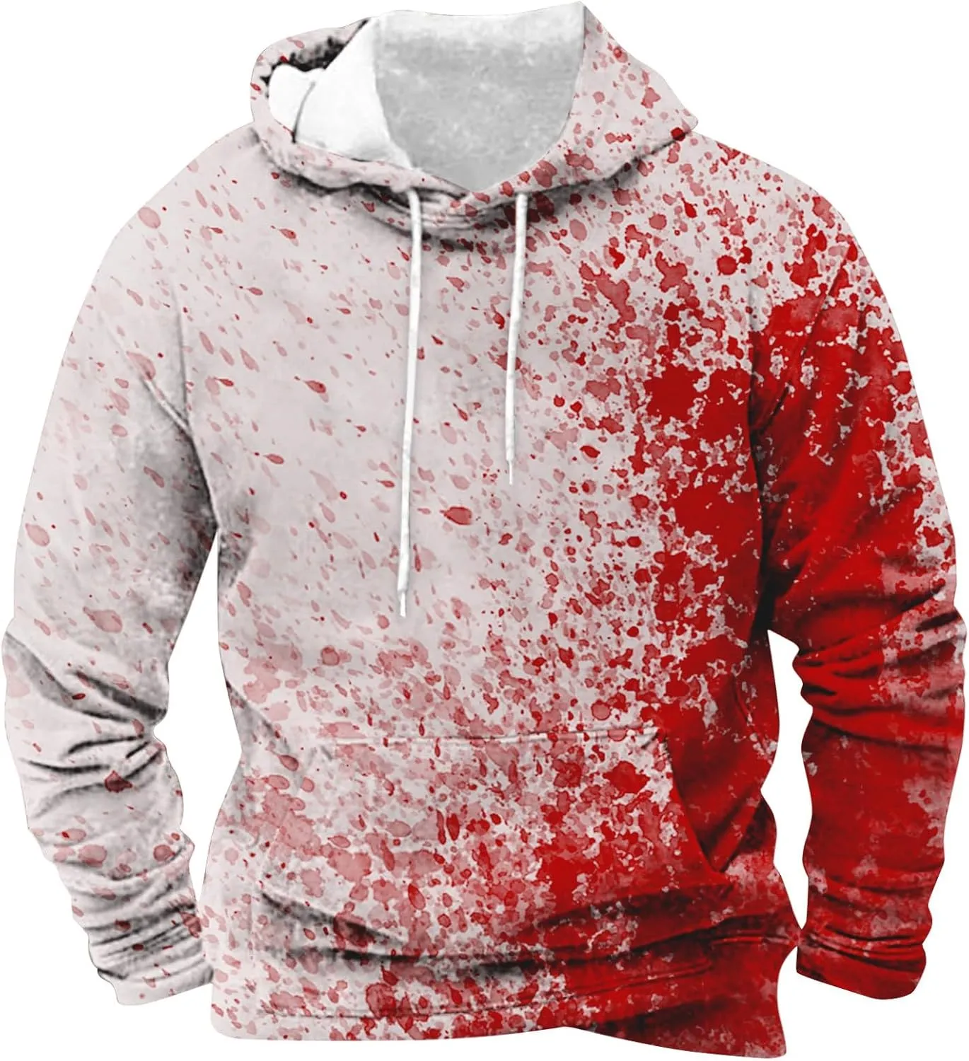 Halloween Long Sleeve Bloody Sweatshirts Men's Fashion Splatter Blood Athletic Hoodies Novelty Hooded Pullover Tops
