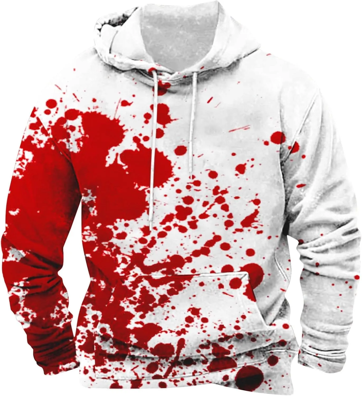 Halloween Long Sleeve Bloody Sweatshirts Men's Fashion Splatter Blood Athletic Hoodies Novelty Hooded Pullover Tops