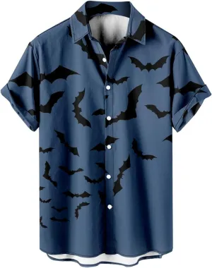Halloween Shirts for Men Pumpkins Men's Hawaiian Shirt Button Down Short Sleeves Trendy Regular Fit Festival Shirts