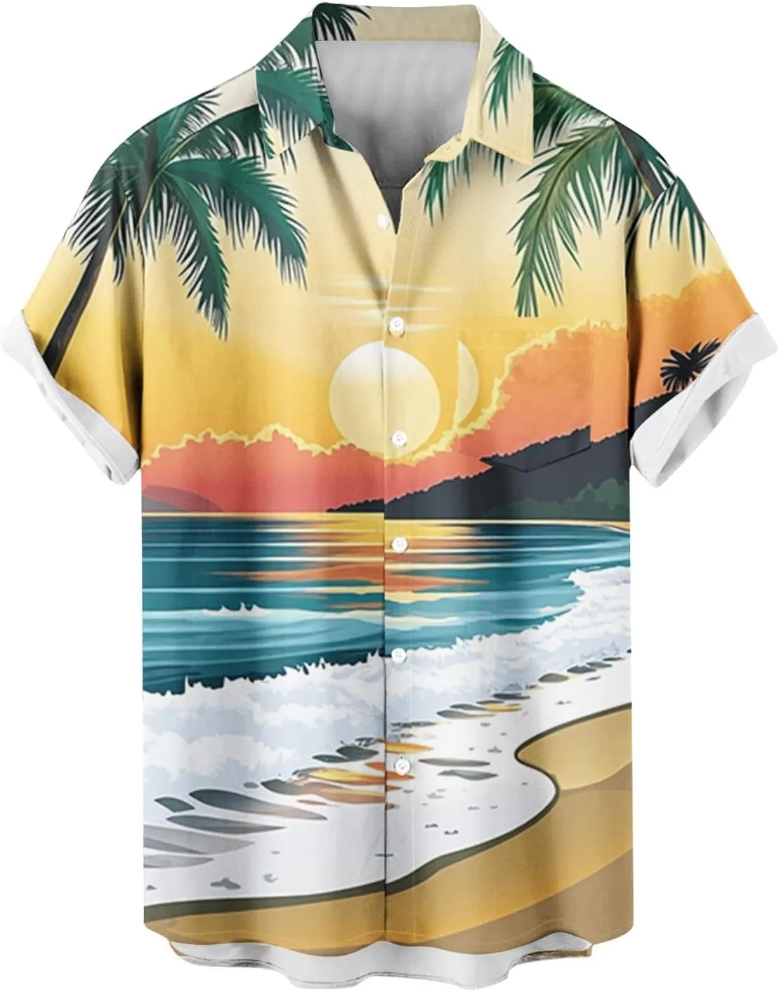 Hawaiian Shirts for Men Summer Beach Casual Short Sleeve Button Down Shirts Novelty Print Tropical Floral Tops