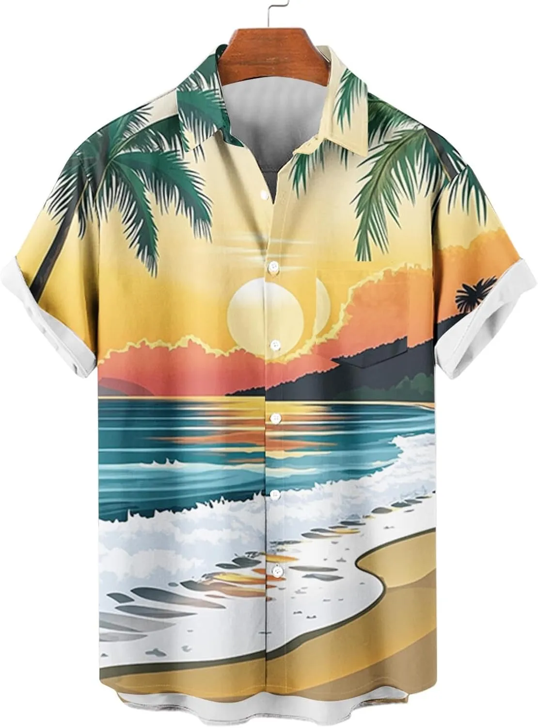 Hawaiian Shirts for Men Summer Beach Casual Short Sleeve Button Down Shirts Novelty Print Tropical Floral Tops