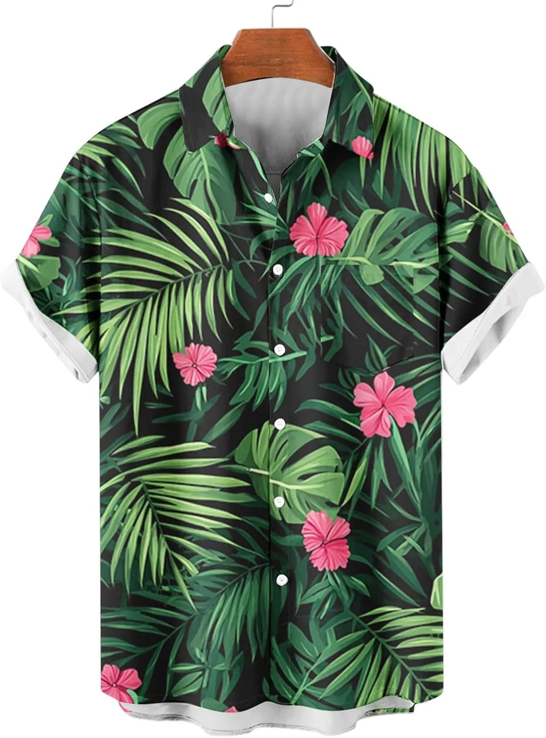 Hawaiian Shirts for Men Summer Beach Casual Short Sleeve Button Down Shirts Novelty Print Tropical Floral Tops