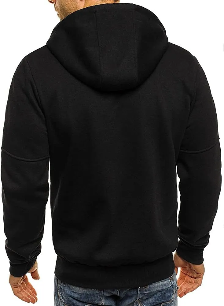 Hoodies for Men Full Zip Long Sleeve Sweatshirt Basic Casual Sweatshirts Sports Hooded Jacket Coat with Zip Pockets