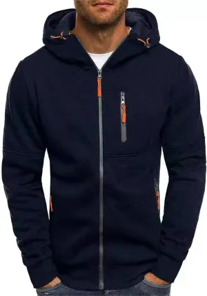 Hoodies for Men Full Zip Long Sleeve Sweatshirt Basic Casual Sweatshirts Sports Hooded Jacket Coat with Zip Pockets