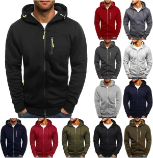 Hoodies for Men Full Zip Long Sleeve Sweatshirt Basic Casual Sweatshirts Sports Hooded Jacket Coat with Zip Pockets