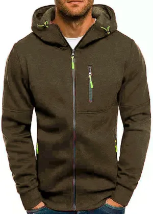Hoodies for Men Full Zip Long Sleeve Sweatshirt Basic Casual Sweatshirts Sports Hooded Jacket Coat with Zip Pockets