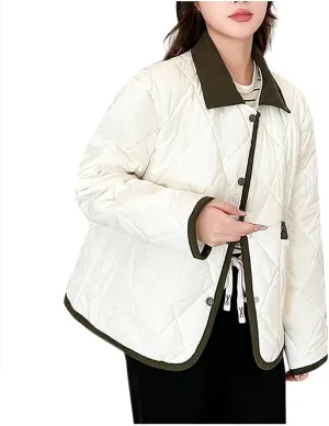 jsaierl Womens Fall Lightweight Down Jacket Quilted Puffer Coat Warm Loose Fit Outerwear 2024 Winter Long Sleeve Padded Coats