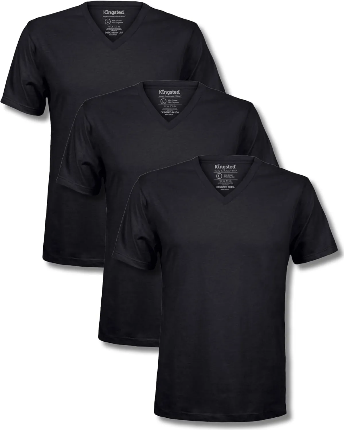 Kingsted V-Neck T-Shirts for Men - Royally Comfortable - Super Soft Premium Fabric - Well-Crafted Classic Fit - Bundle & Save