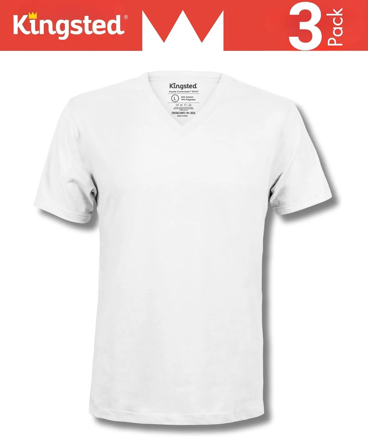 Kingsted V-Neck T-Shirts for Men - Royally Comfortable - Super Soft Premium Fabric - Well-Crafted Classic Fit - Bundle & Save