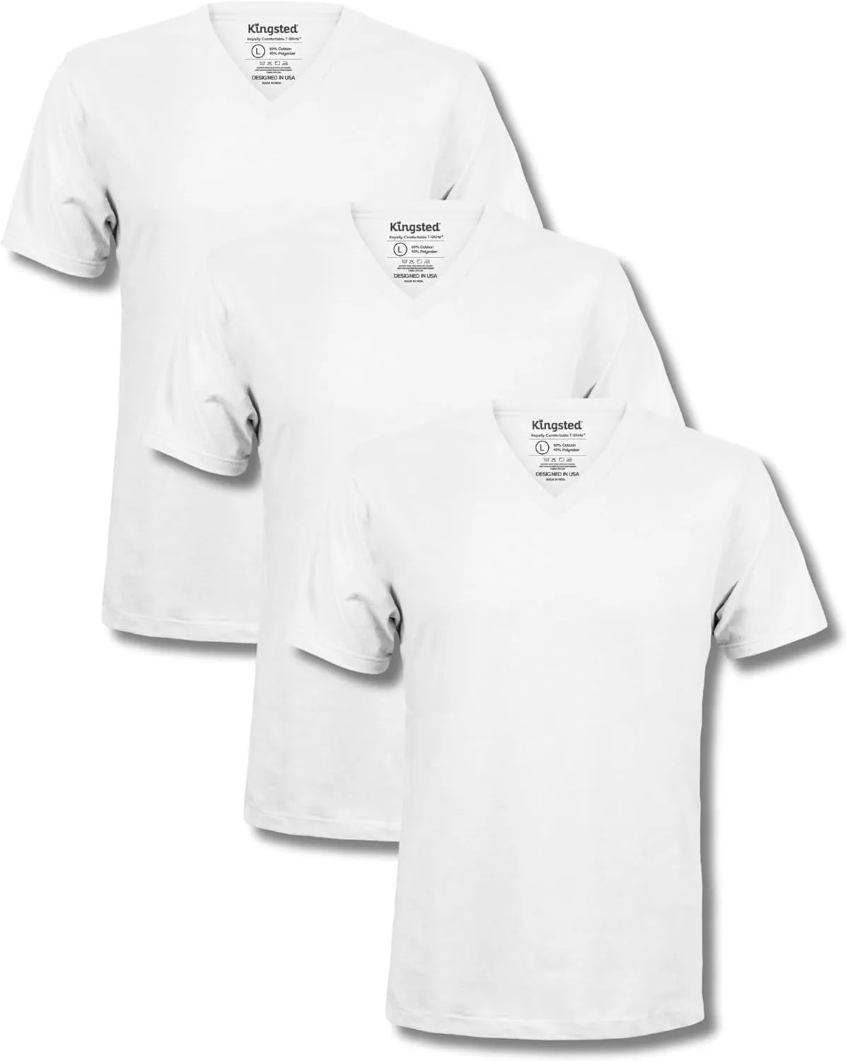 Kingsted V-Neck T-Shirts for Men - Royally Comfortable - Super Soft Premium Fabric - Well-Crafted Classic Fit - Bundle & Save