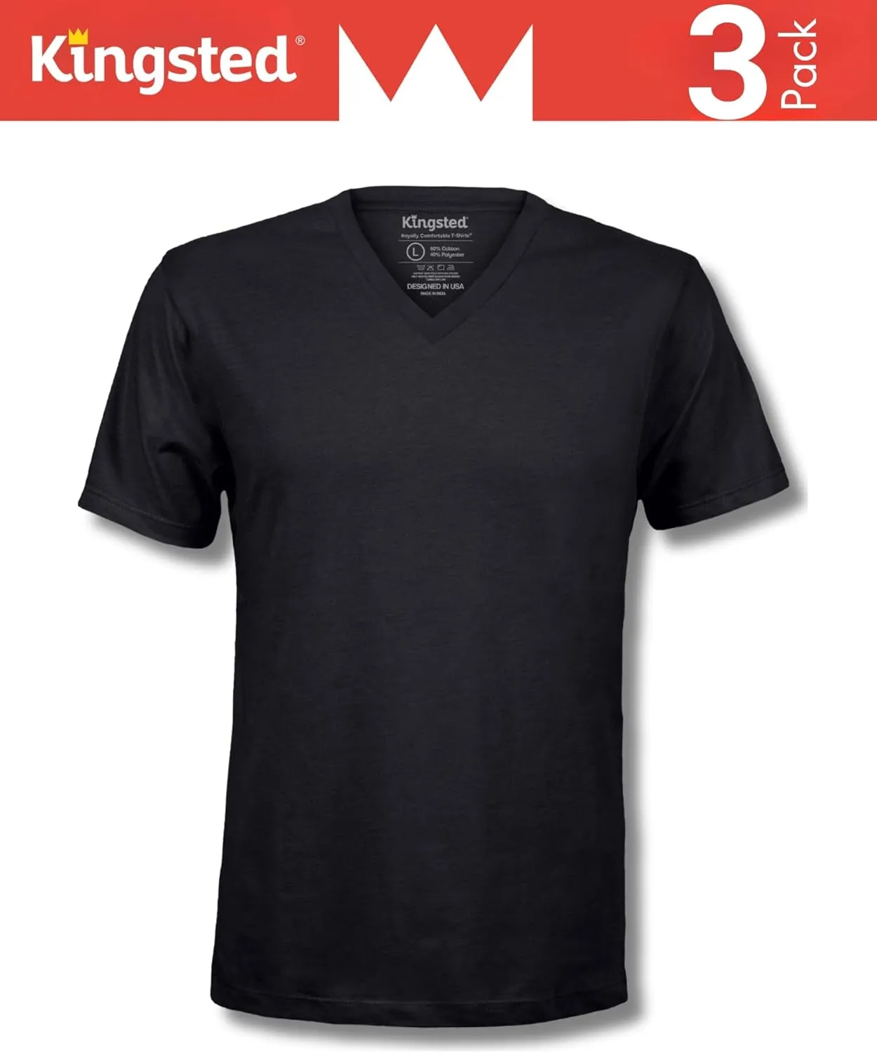 Kingsted V-Neck T-Shirts for Men - Royally Comfortable - Super Soft Premium Fabric - Well-Crafted Classic Fit - Bundle & Save