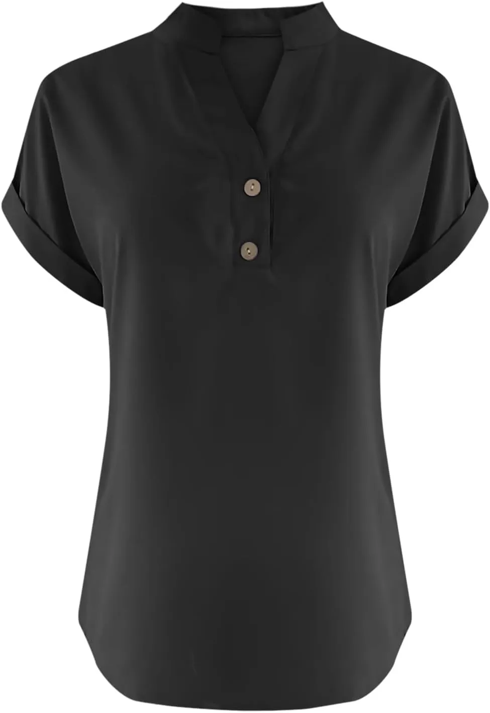 Linen Shirts for Women Summer Short Sleeve Casual Tops Henley Vacation Beach Lounge Button Lightweight Tunic Blouse