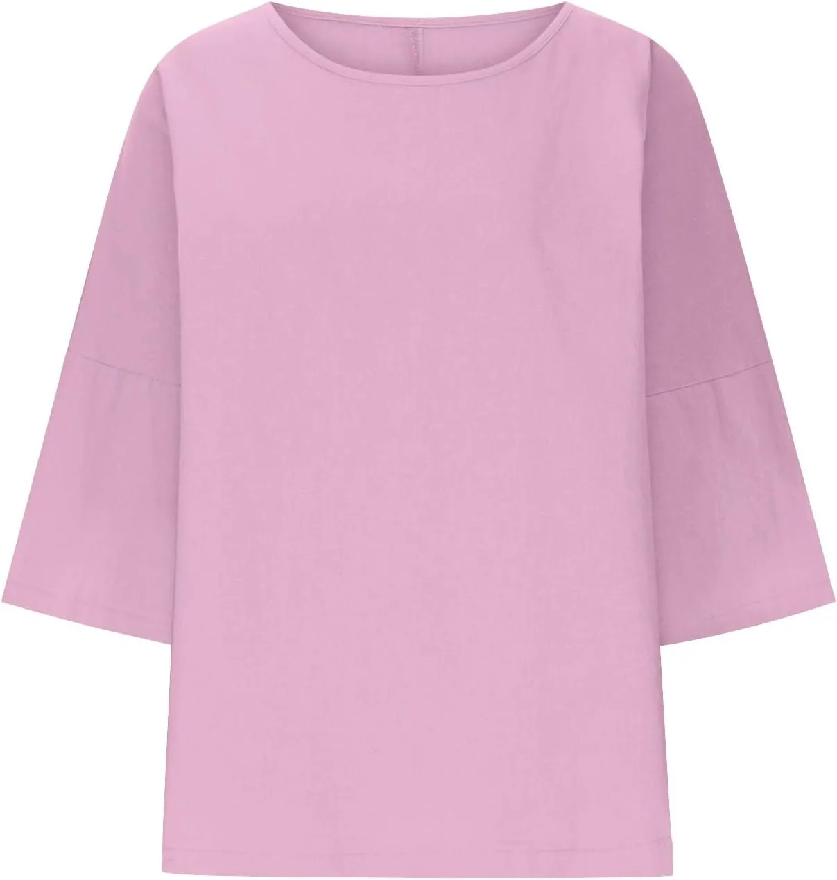 Lmdudan Women's Oversized T Shirts Plus Size 3/4 Sleeve Cotton Linen Shirt Casual Loose Fit Basic Tee Tops Blouses Tunics