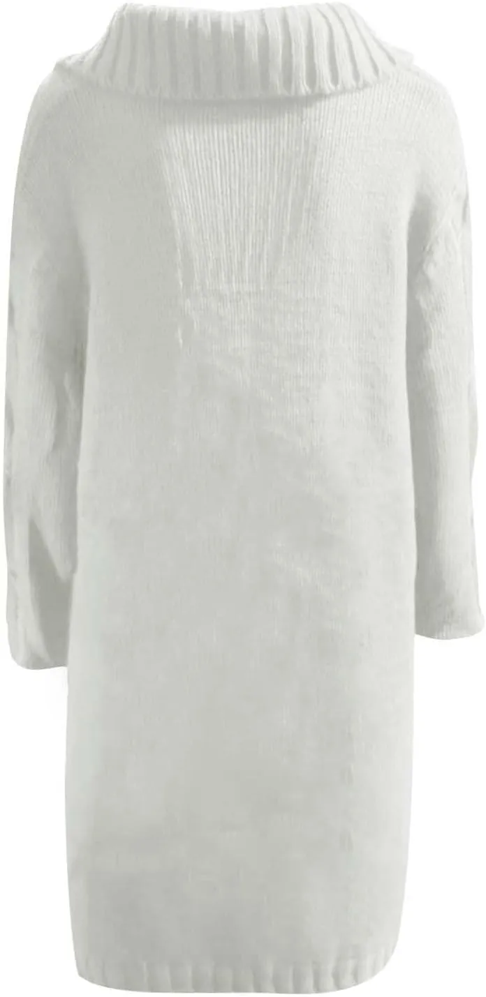 Long Sleeve Cable Knit Long Cardigan for Women 2024 Fall Winter Chunky Open Front Button Sweaters with Pockets