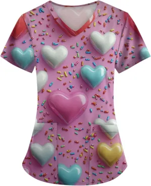 Medical Scrub Tops for Women - Soft Stretch V-Neck Top Scrubs with Pockets - Valentines Gift for Women 2025