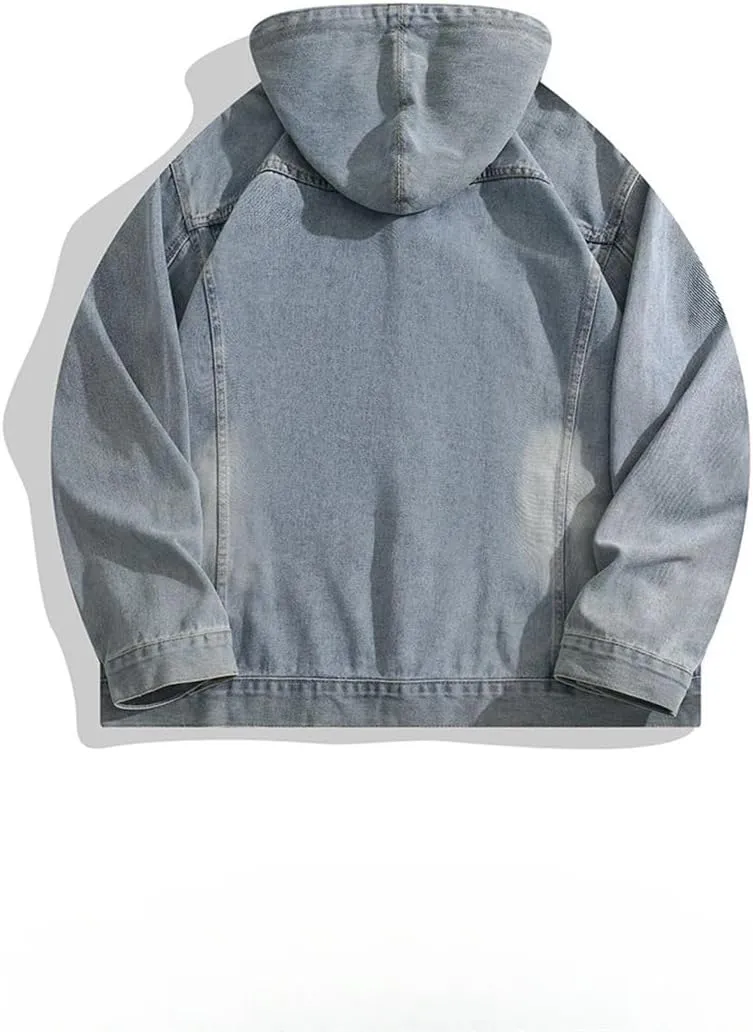 Men and Women Hooded Denim Jackets High Street Japanese Style Loose Casual Hip Hop Coats