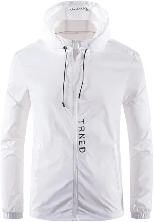 Men Lightweight Jacket Big and Tall Hooded Rain Jacket Packable Softshell Raincoat Hiking Travel Golf Coat Windbreakers