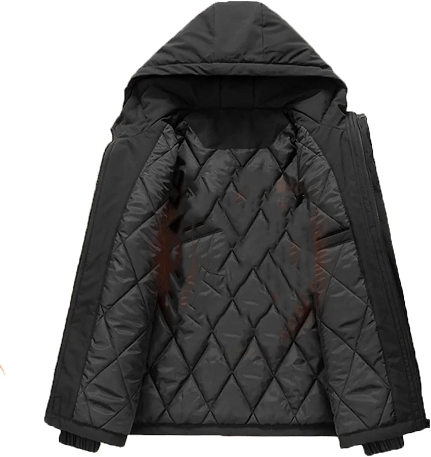 Men Winter Padded Jacket Casual Hooded Winter Thicken Warm Cotton Padded Coats