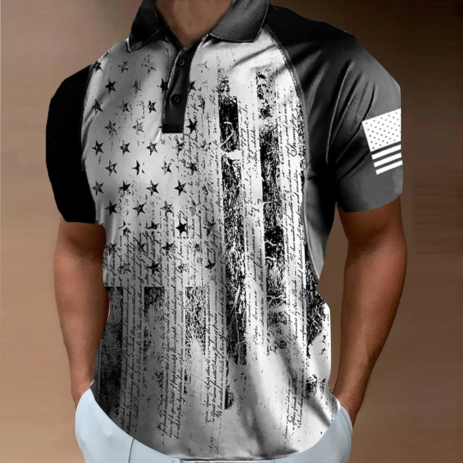 Men's 4th of July 1776 Polo Shirt Patriotic Golf Shirts for Men American Flag Print Short Sleeve T-Shirts