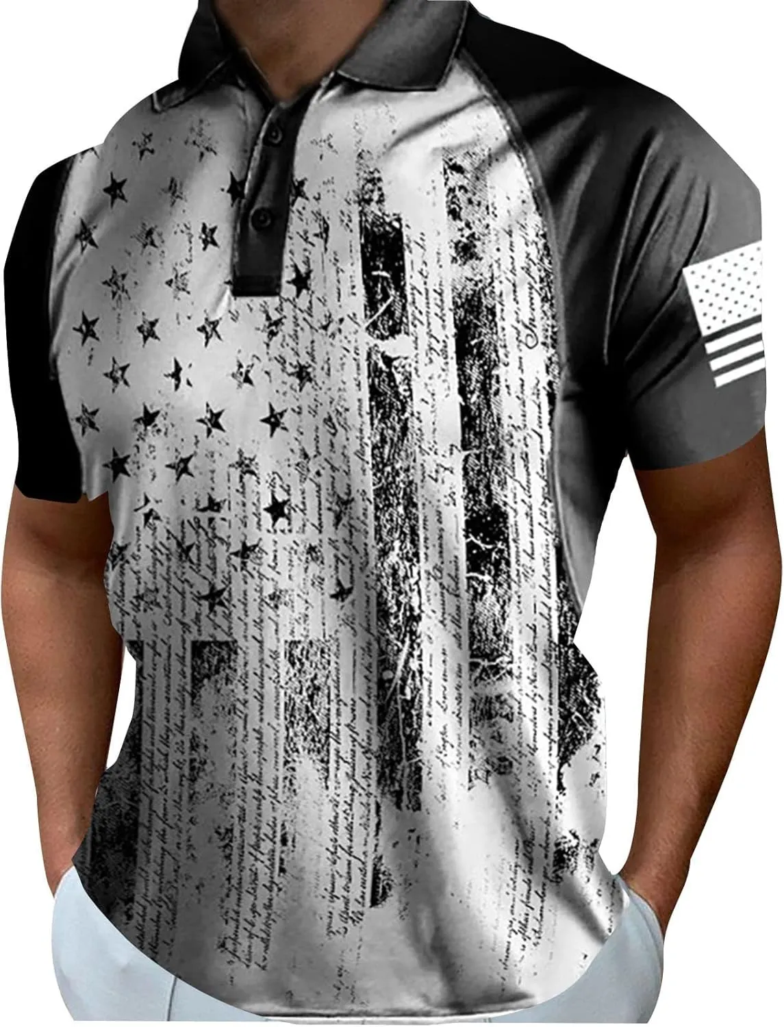 Men's 4th of July 1776 Polo Shirt Patriotic Golf Shirts for Men American Flag Print Short Sleeve T-Shirts