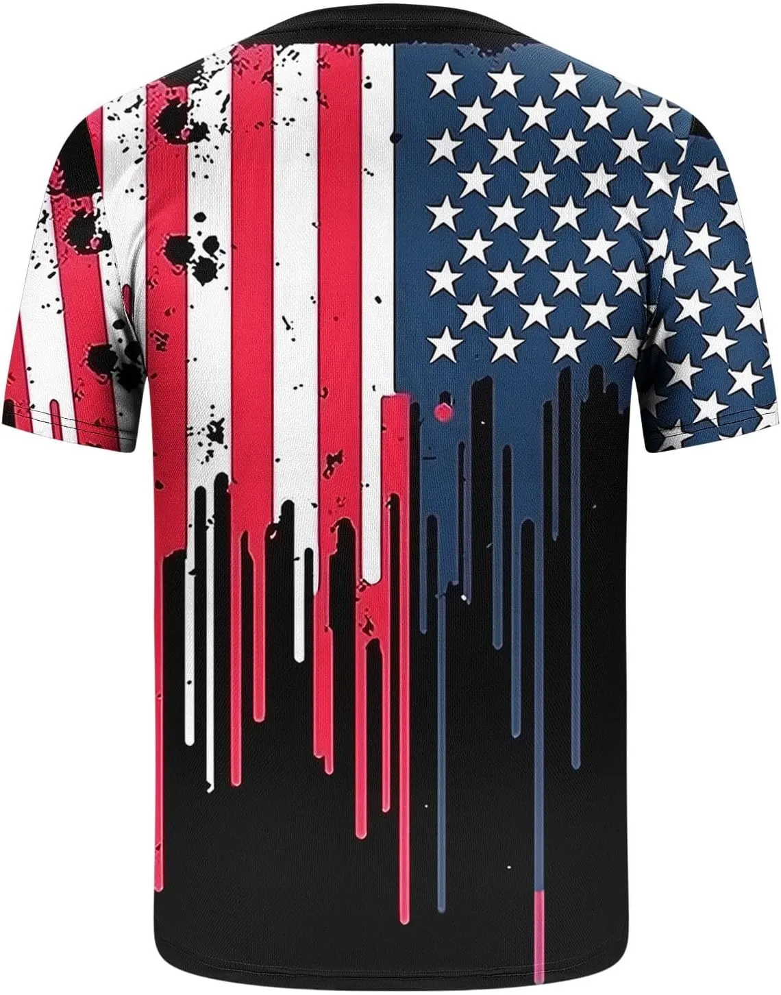 Men's American Flag Print Golf T-Shirt Casual Short Sleeve Summer Zip Up Lapel Beach Muscle Tee Shirts
