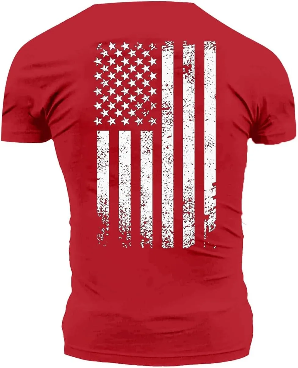 Men's American Flag Print T-Shirt Short Sleeve Muscle Workout Tee Shirt Patriotic Independence Day 4th of July Tops