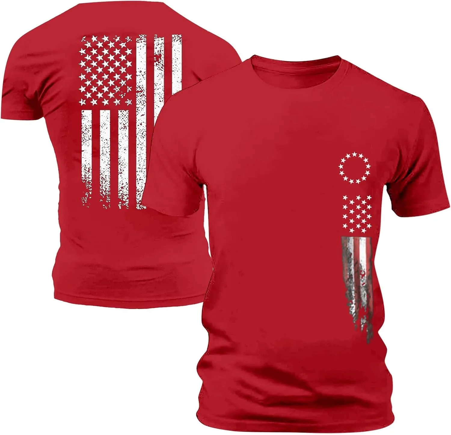 Men's American Flag Print T-Shirt Short Sleeve Muscle Workout Tee Shirt Patriotic Independence Day 4th of July Tops
