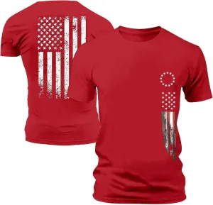Men's American Flag Print T-Shirt Short Sleeve Muscle Workout Tee Shirt Patriotic Independence Day 4th of July Tops