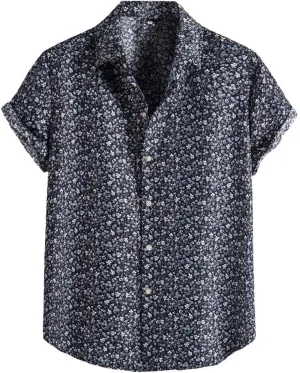 Men's Casual Color Striped Button Down Shirt Lightweight Short Sleeve Henley Dress Shirt Regular Fit Summer Beach Top