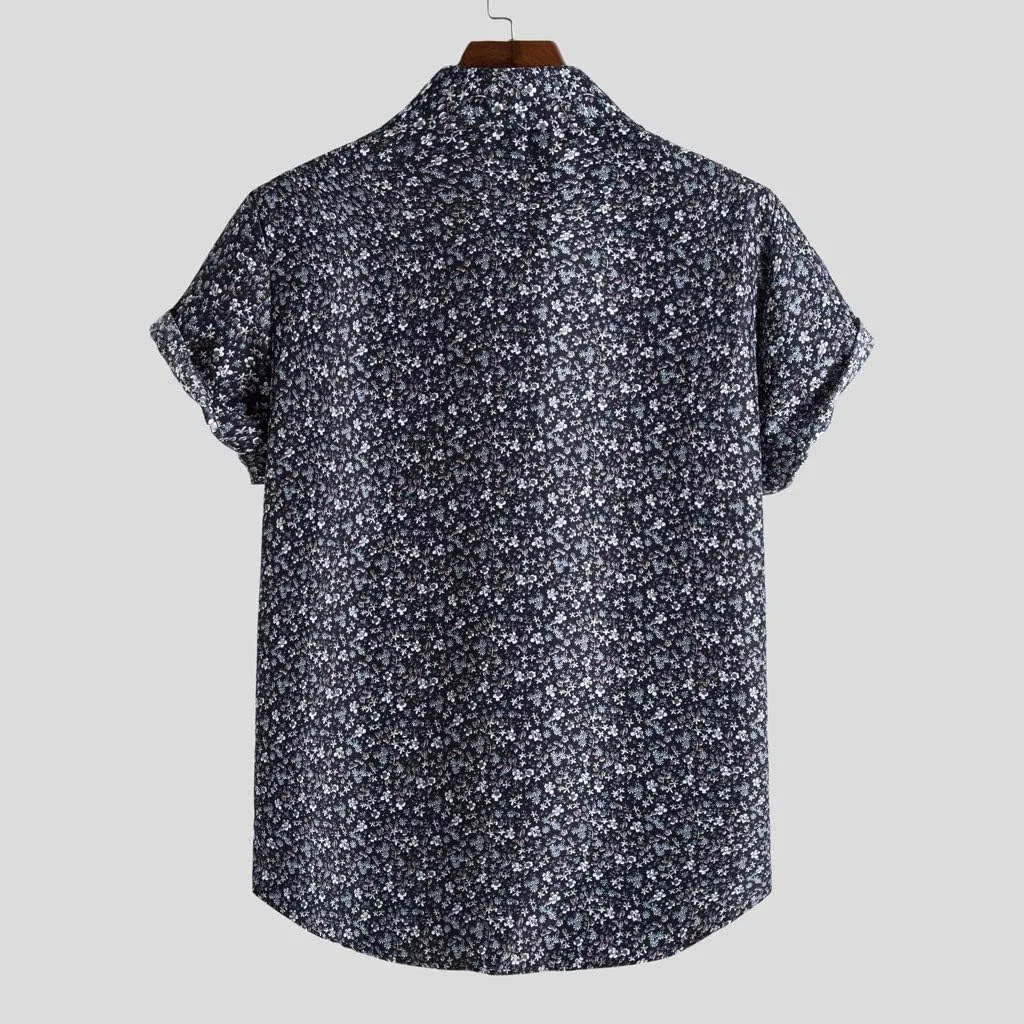 Men's Casual Color Striped Button Down Shirt Lightweight Short Sleeve Henley Dress Shirt Regular Fit Summer Beach Top
