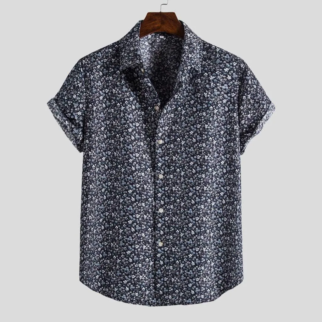 Men's Casual Color Striped Button Down Shirt Lightweight Short Sleeve Henley Dress Shirt Regular Fit Summer Beach Top