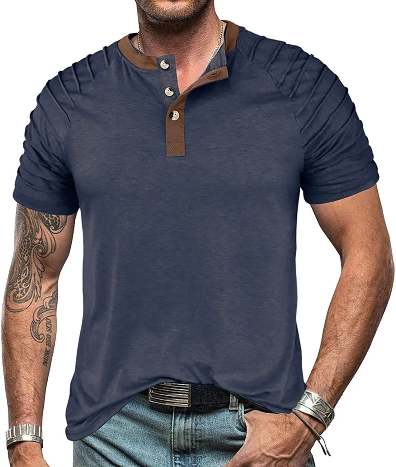 Men's Casual Henley T-Shirt Cotton Short Sleeve Shirt Soft Comfy Lightweight Breathable Summer Tops Everyday Wear