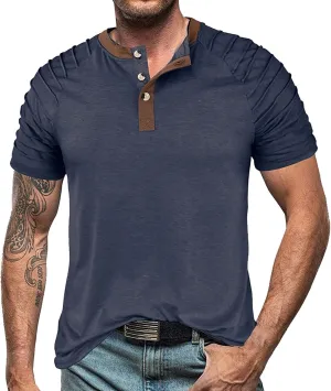 Men's Casual Henley T-Shirt Cotton Short Sleeve Shirt Soft Comfy Lightweight Breathable Summer Tops Everyday Wear