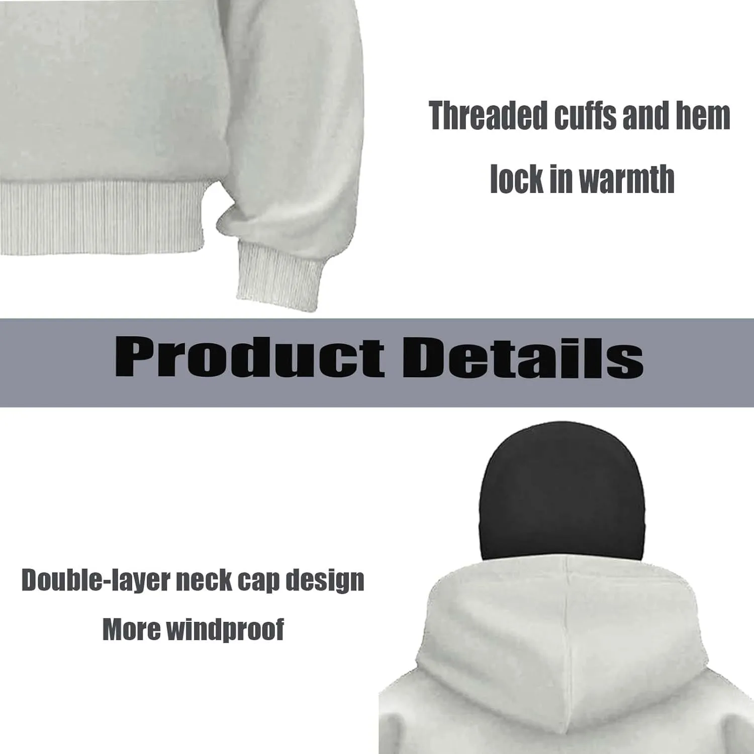 Men's Comfortable Balaclava Hoodie Long Sleeve Tops Hoody Double Hood Street Wear Zipper Jacket