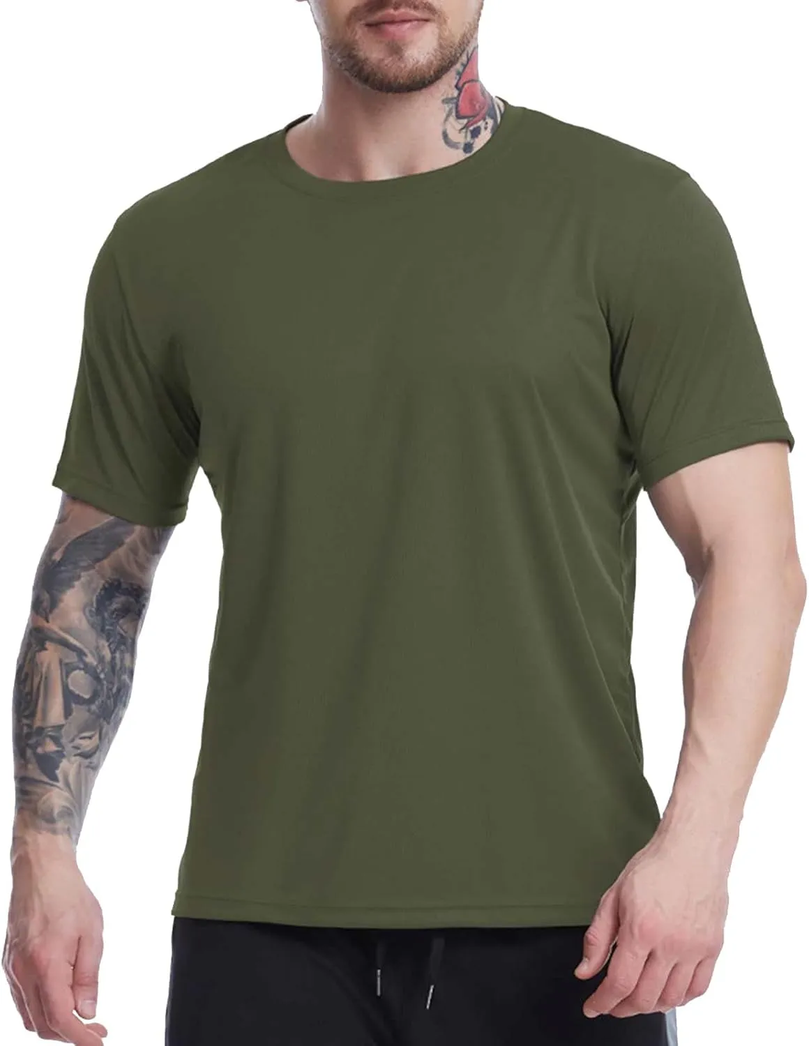 Mens Compression Shirts Short Sleeve Solid Breathable Moisture Wicking Basketball Training Tops Loose Fit Summer Sport Tees