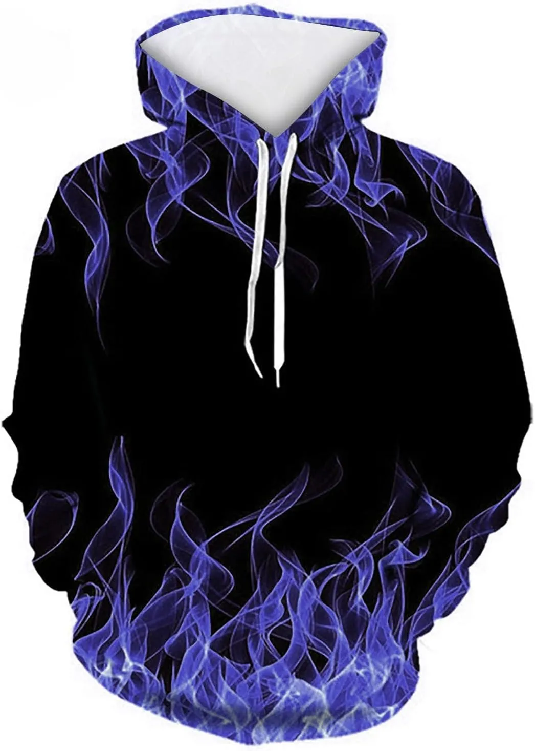 Men's Fashion Hoodies & Sweatshirts Drawstring Long Sleeve Casual Hooded Pullover 3D Flame Print Graphic Tee Shirts