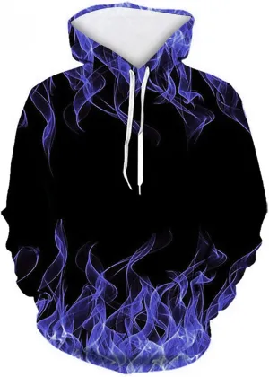 Men's Fashion Hoodies & Sweatshirts Drawstring Long Sleeve Casual Hooded Pullover 3D Flame Print Graphic Tee Shirts