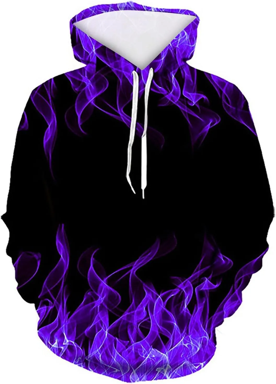 Men's Fashion Hoodies & Sweatshirts Drawstring Long Sleeve Casual Hooded Pullover 3D Flame Print Graphic Tee Shirts